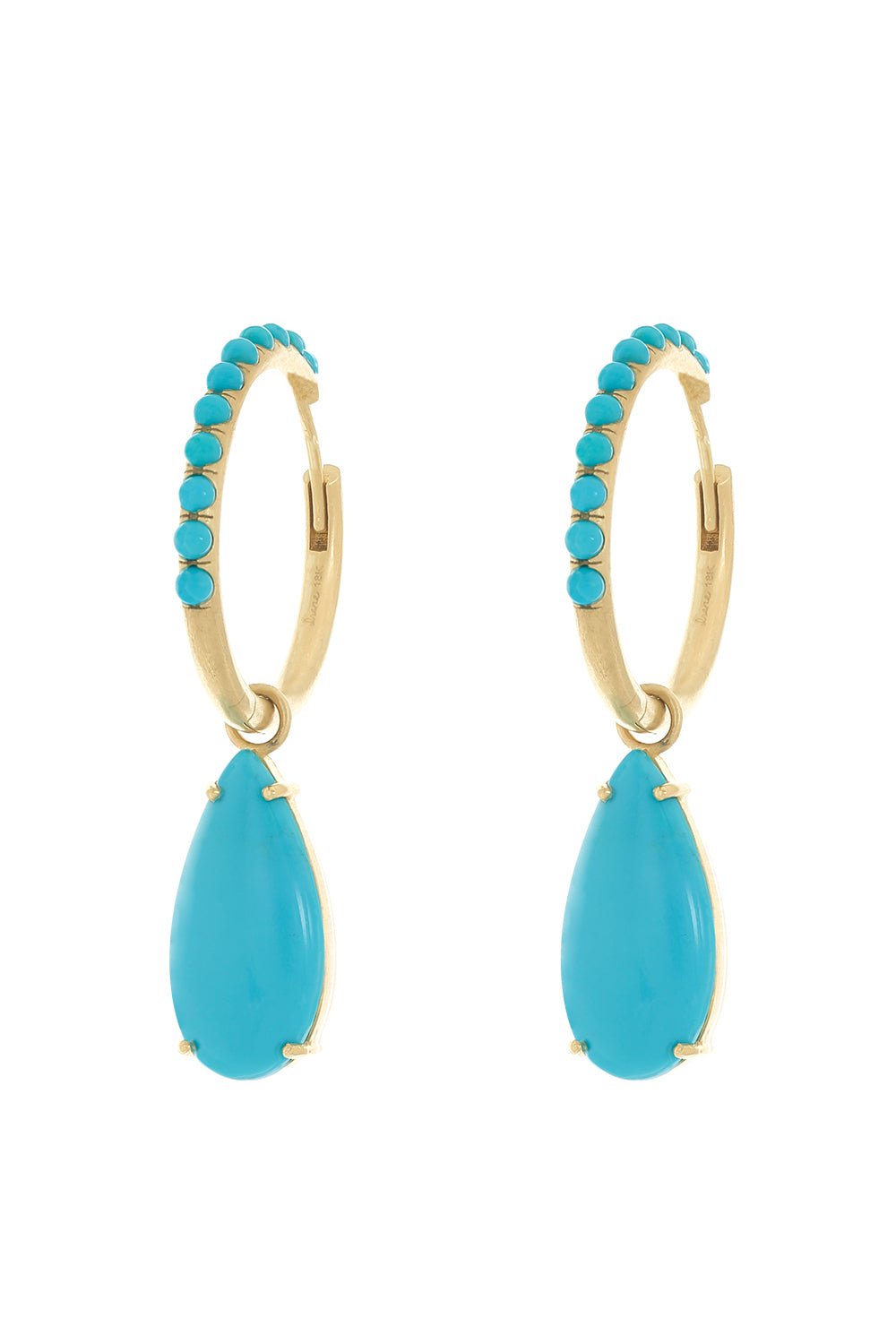 IRENE NEUWIRTH JEWELRY-Gemmy Gem Turquoise Huggie Earrings-YELLOW GOLD