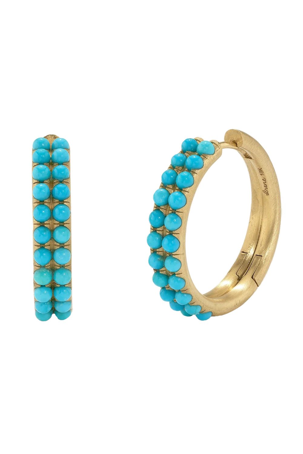 IRENE NEUWIRTH JEWELRY-Gumball Studded Double Hoop Earrings-YELLOW GOLD
