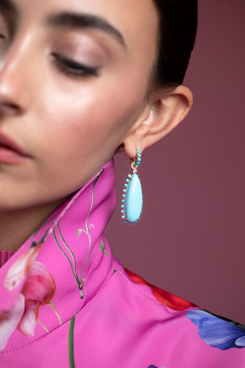 IRENE NEUWIRTH JEWELRY-Kingman Tuquoise Drop Earrings-YELLOW GOLD