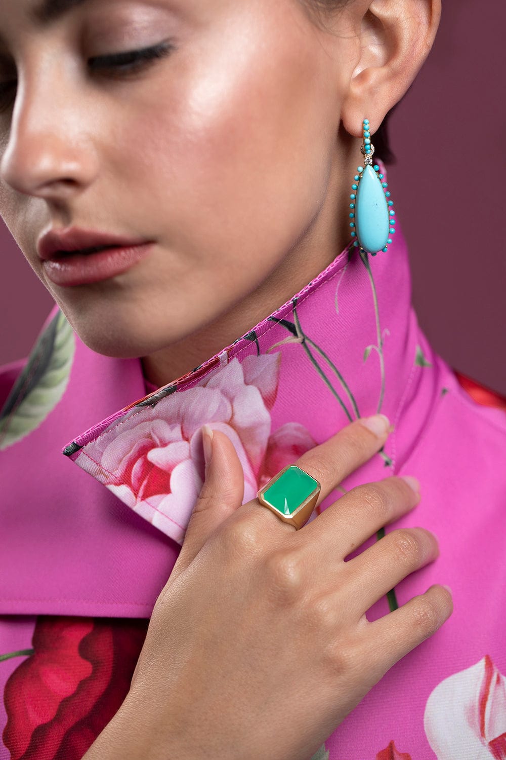 IRENE NEUWIRTH JEWELRY-Kingman Tuquoise Drop Earrings-YELLOW GOLD