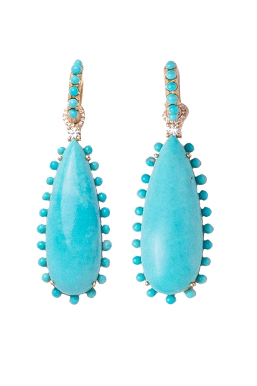 IRENE NEUWIRTH JEWELRY-Kingman Tuquoise Drop Earrings-YELLOW GOLD