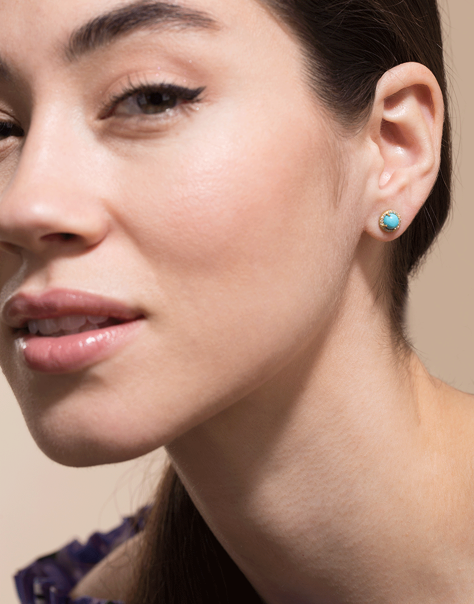 IRENE NEUWIRTH JEWELRY-Kingman Turquoise and Diamond Studs-YELLOW GOLD