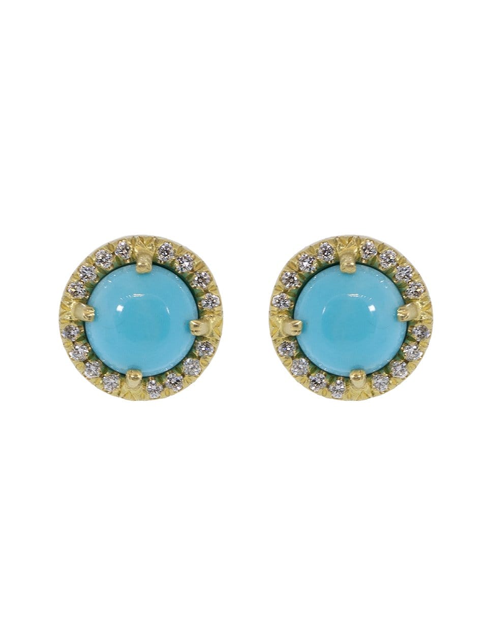 IRENE NEUWIRTH JEWELRY-Kingman Turquoise and Diamond Studs-YELLOW GOLD
