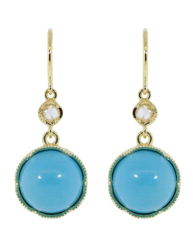 Kingman Turquoise Diamond Drop Earrings
