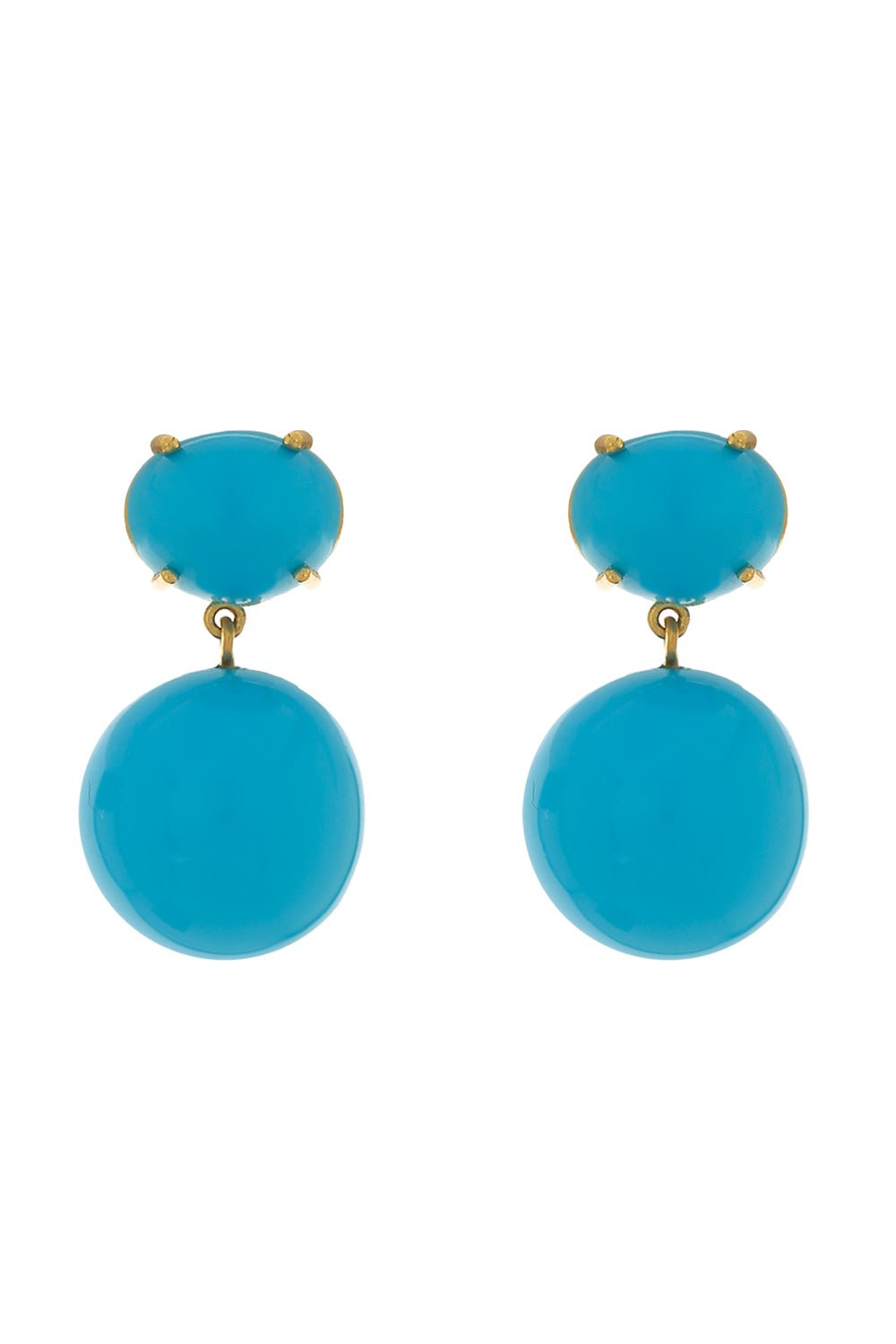IRENE NEUWIRTH JEWELRY-Kingman Turquoise Gumball Earrings-YELLOW GOLD