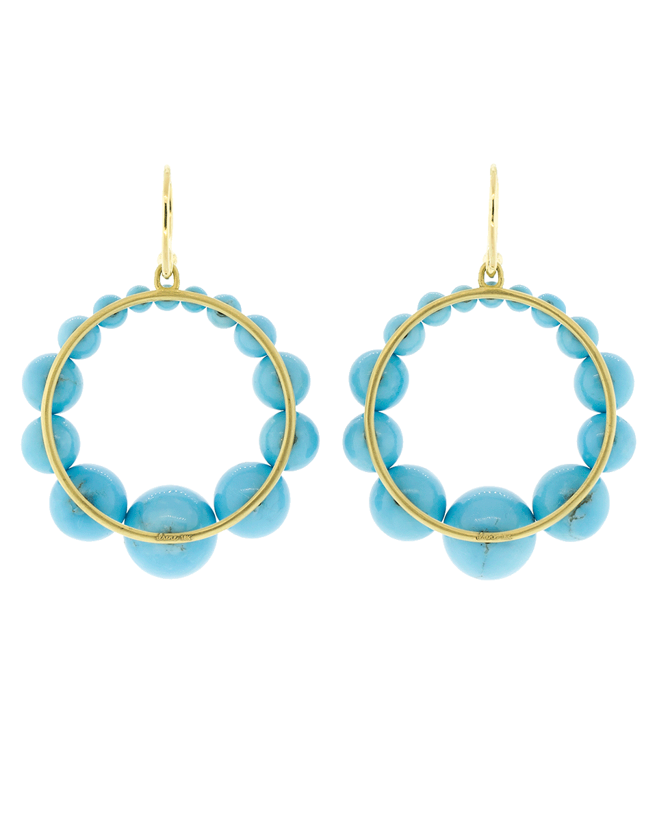 IRENE NEUWIRTH JEWELRY-Kingman Turquoise Hoop Earrings-YELLOW GOLD