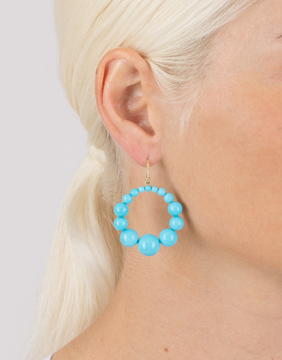 IRENE NEUWIRTH JEWELRY-Kingman Turquoise Hoop Earrings-YELLOW GOLD