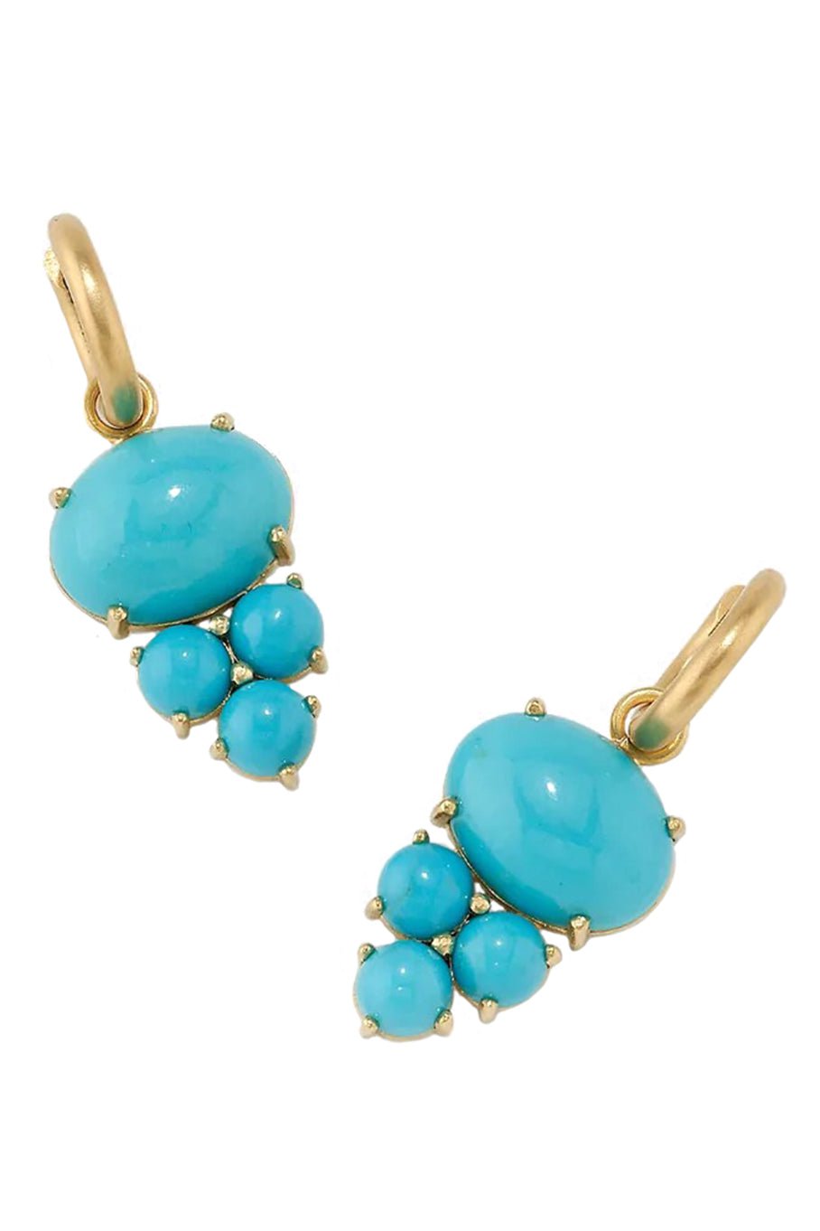 IRENE NEUWIRTH JEWELRY-Kingman Turquoise Huggies-YELLOW GOLD