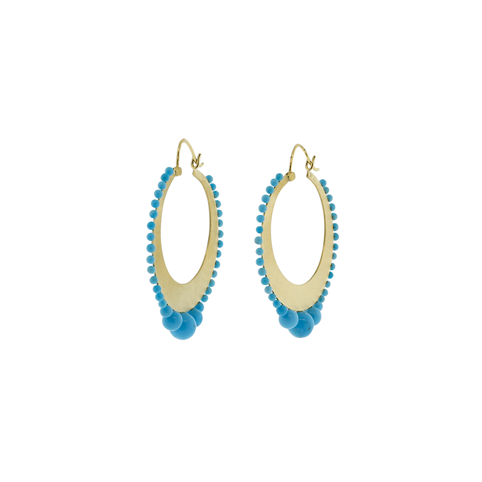 IRENE NEUWIRTH JEWELRY-Large Kingman Turquoise Hoops-YELLOW GOLD