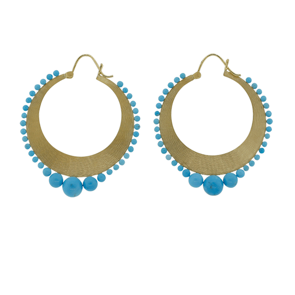 IRENE NEUWIRTH JEWELRY-Large Kingman Turquoise Hoops-YELLOW GOLD