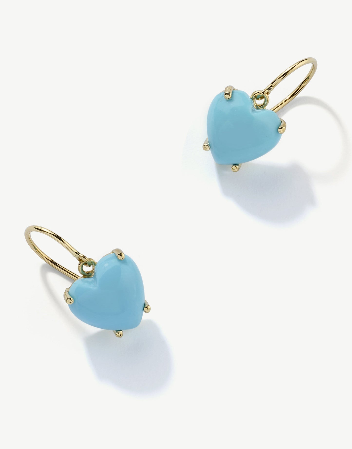 IRENE NEUWIRTH JEWELRY-Love Kingman Turquoise Heart Earrings-YELLOW GOLD