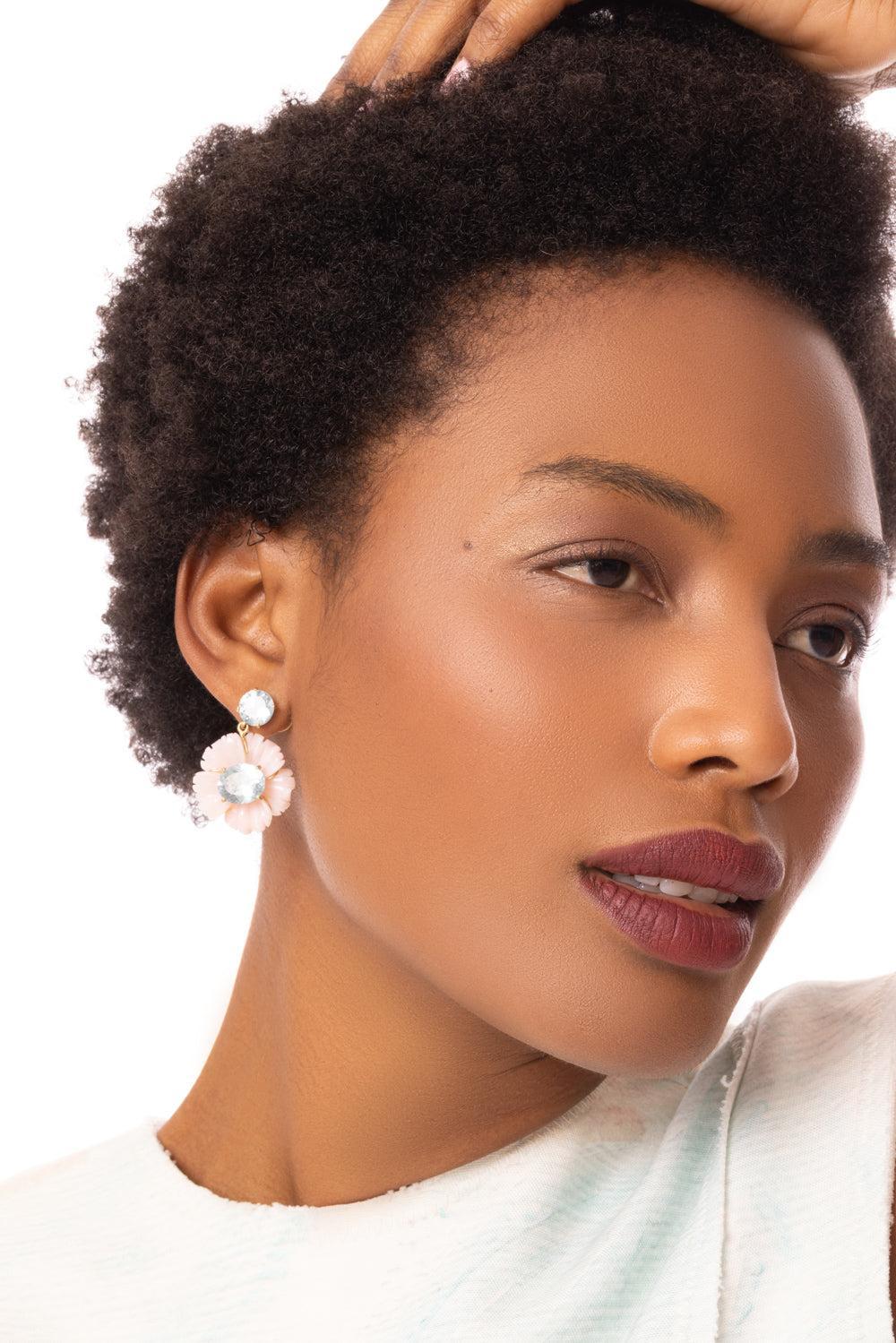 Opal Aquamarine Tropical Flower Drop Earrings-YELLOW GOLD-JEWELRYFINE JEWELEARRING-IRENE NEUWIRTH JEWELRY