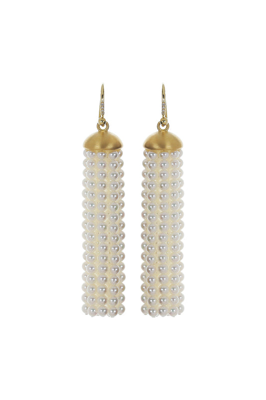 Pearl Diamond Medium Tassel Earrings