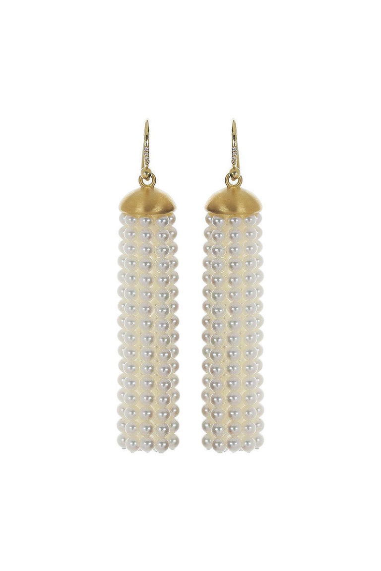 Pearl Diamond Medium Tassel Earrings