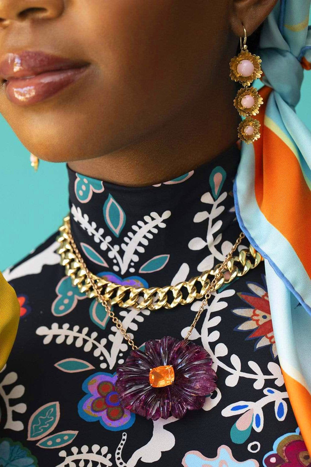 IRENE NEUWIRTH JEWELRY-Pink Opal Superbloom Drop Earrings-YELLOW GOLD