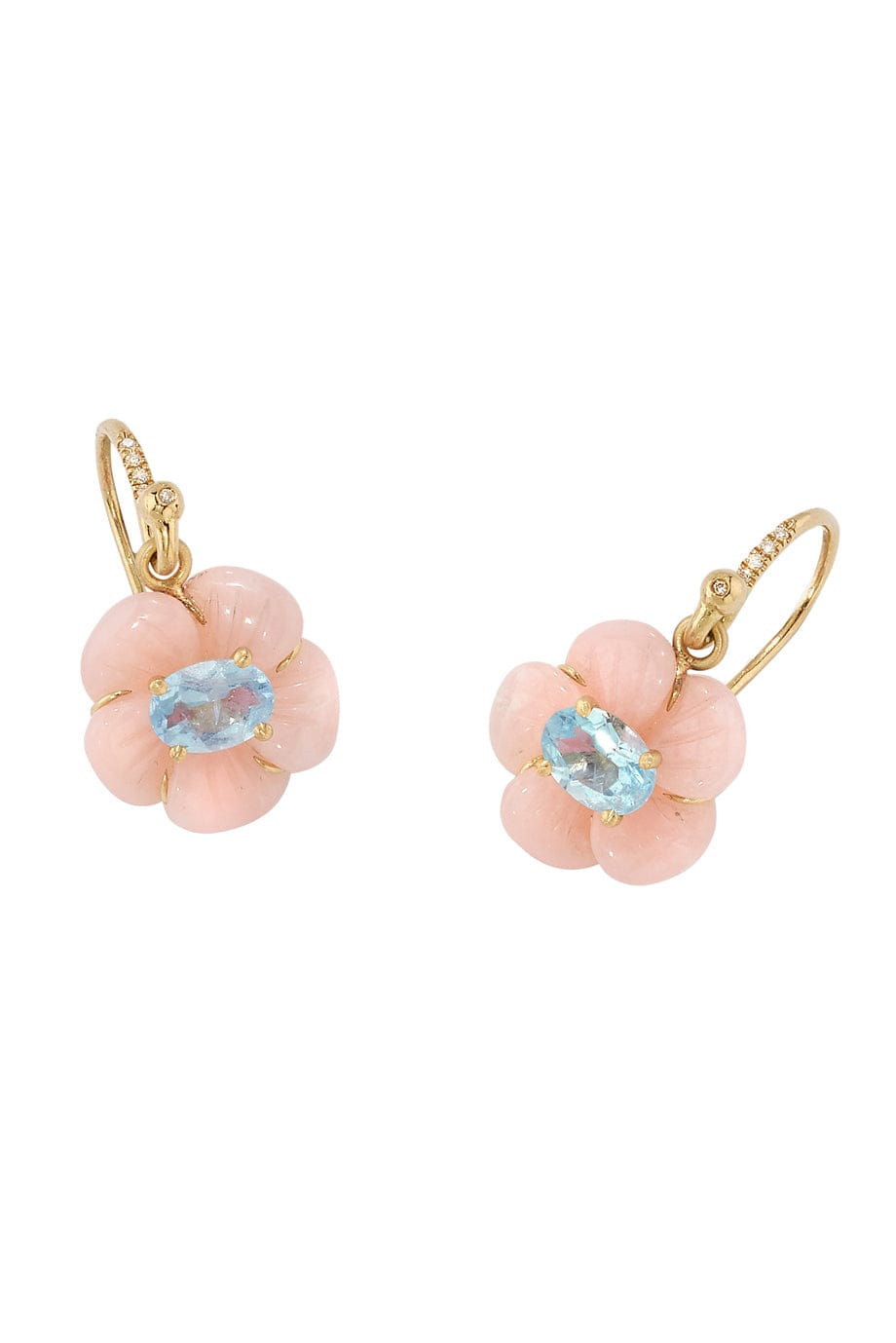 IRENE NEUWIRTH JEWELRY-Pink Opal Tropical Flower Earrings-YELLOW GOLD