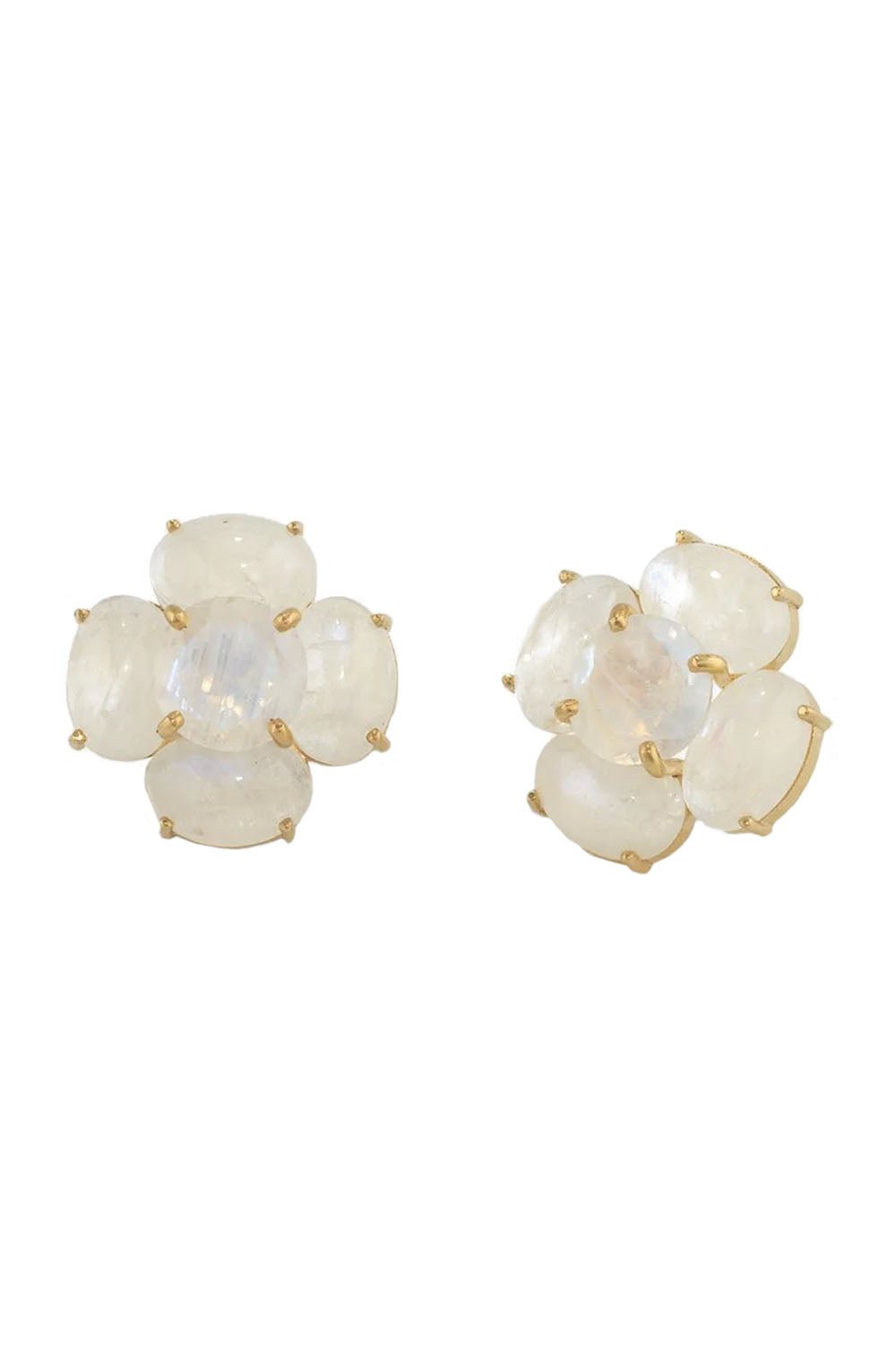 IRENE NEUWIRTH JEWELRY-Posy Studs - Rainbow Moonstone-YELLOW GOLD