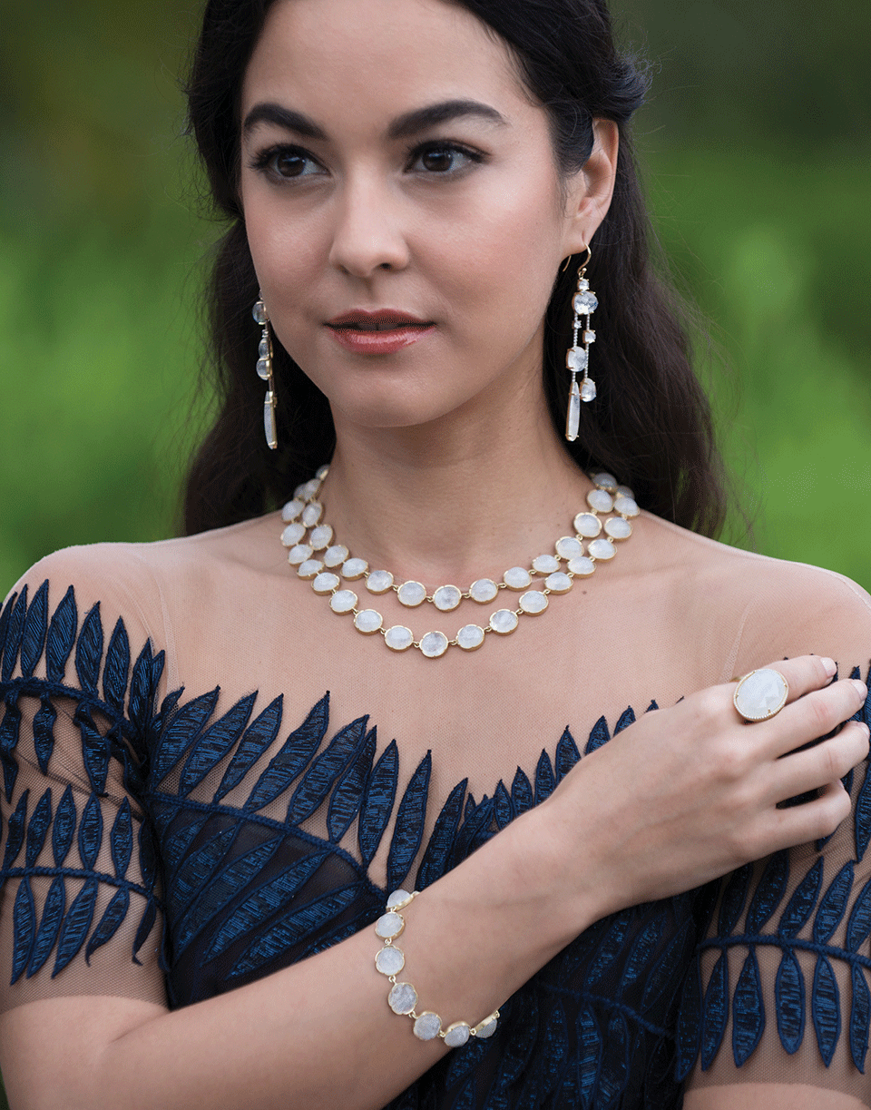 IRENE NEUWIRTH JEWELRY-Rainbow Moonstone Drop Earrings-YELLOW GOLD