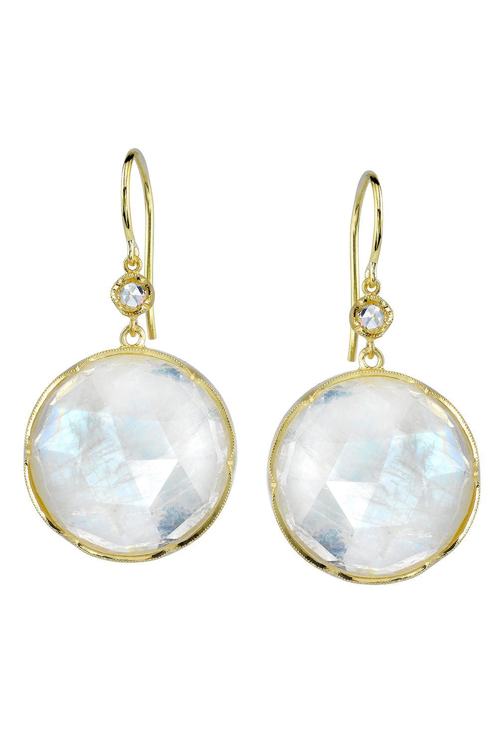 IRENE NEUWIRTH JEWELRY-Rose Cut Moonstone Earrings-YELLOW GOLD