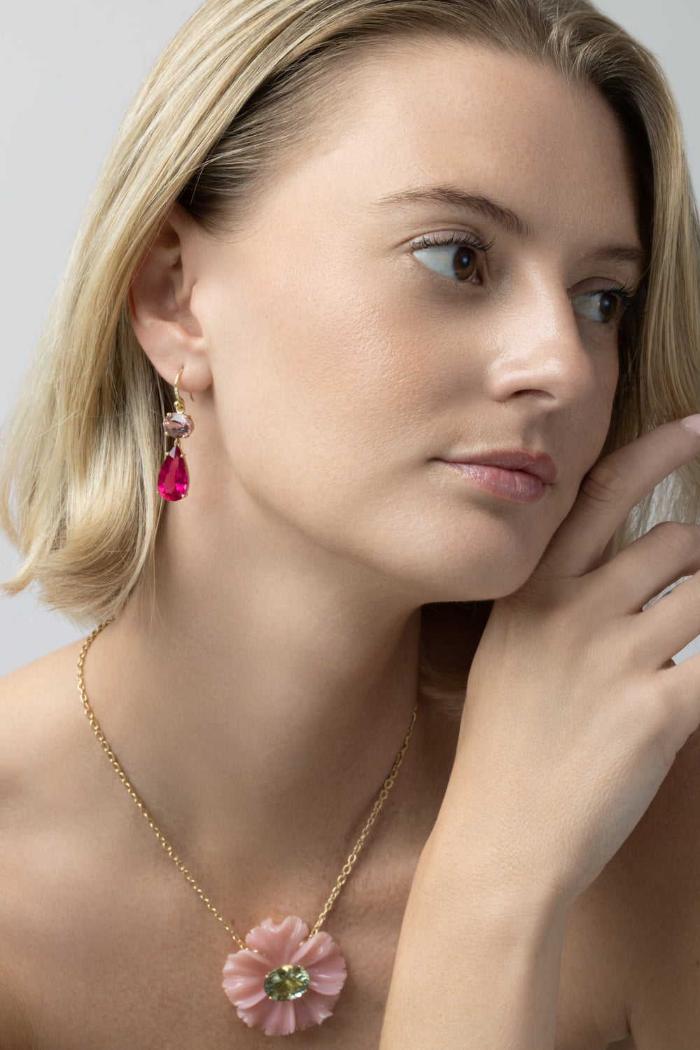 Rubellite Pink Tourmaline Gemmy Gem Earrings-YELLOW GOLD-JEWELRYFINE JEWELEARRING-IRENE NEUWIRTH JEWELRY