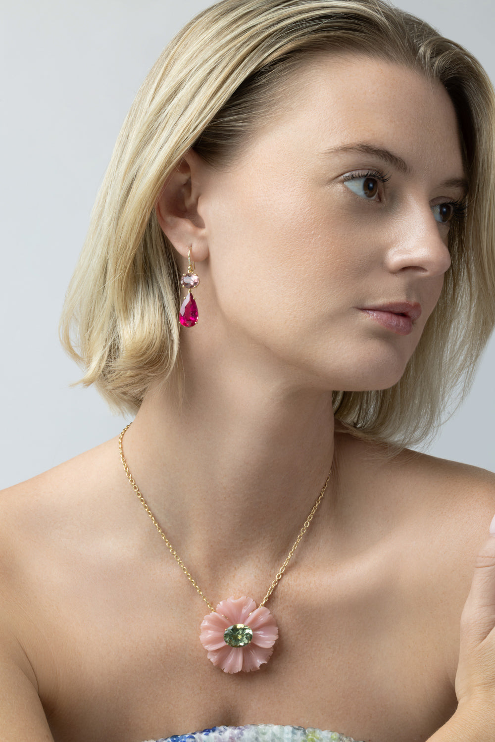  Rubellite Pink Tourmaline Gemmy Gem Earrings-YELLOW GOLD-JEWELRYFINE JEWELEARRING-IRENE NEUWIRTH JEWELRY 