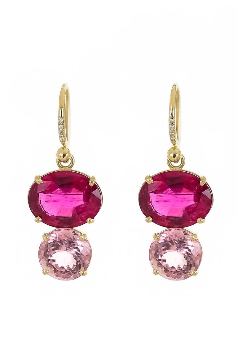 Rubellite Tourmaline Diamond Gemmy Gem Earrings