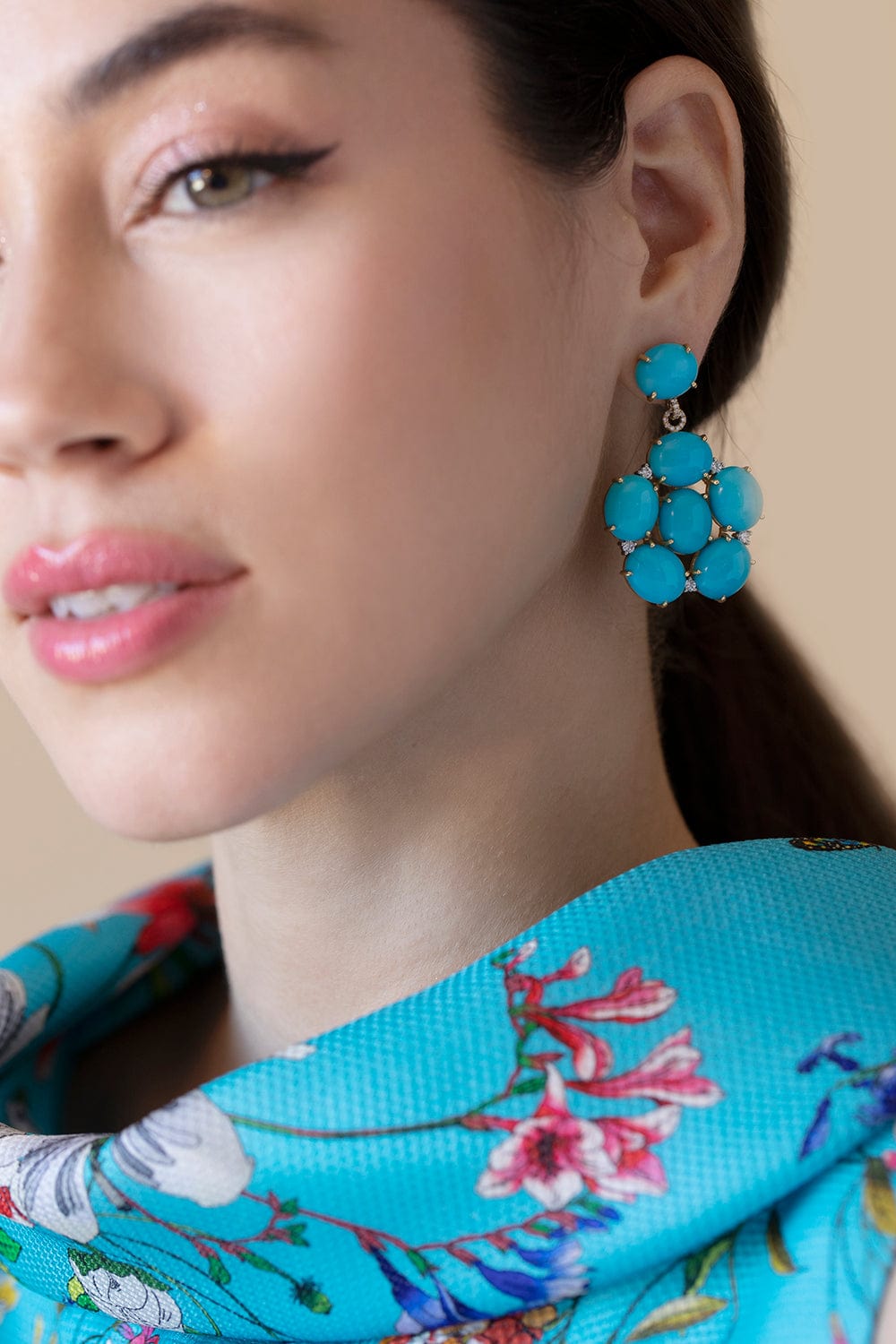IRENE NEUWIRTH JEWELRY-Sleeping Beauty Turquoise Earring-YELLOW GOLD