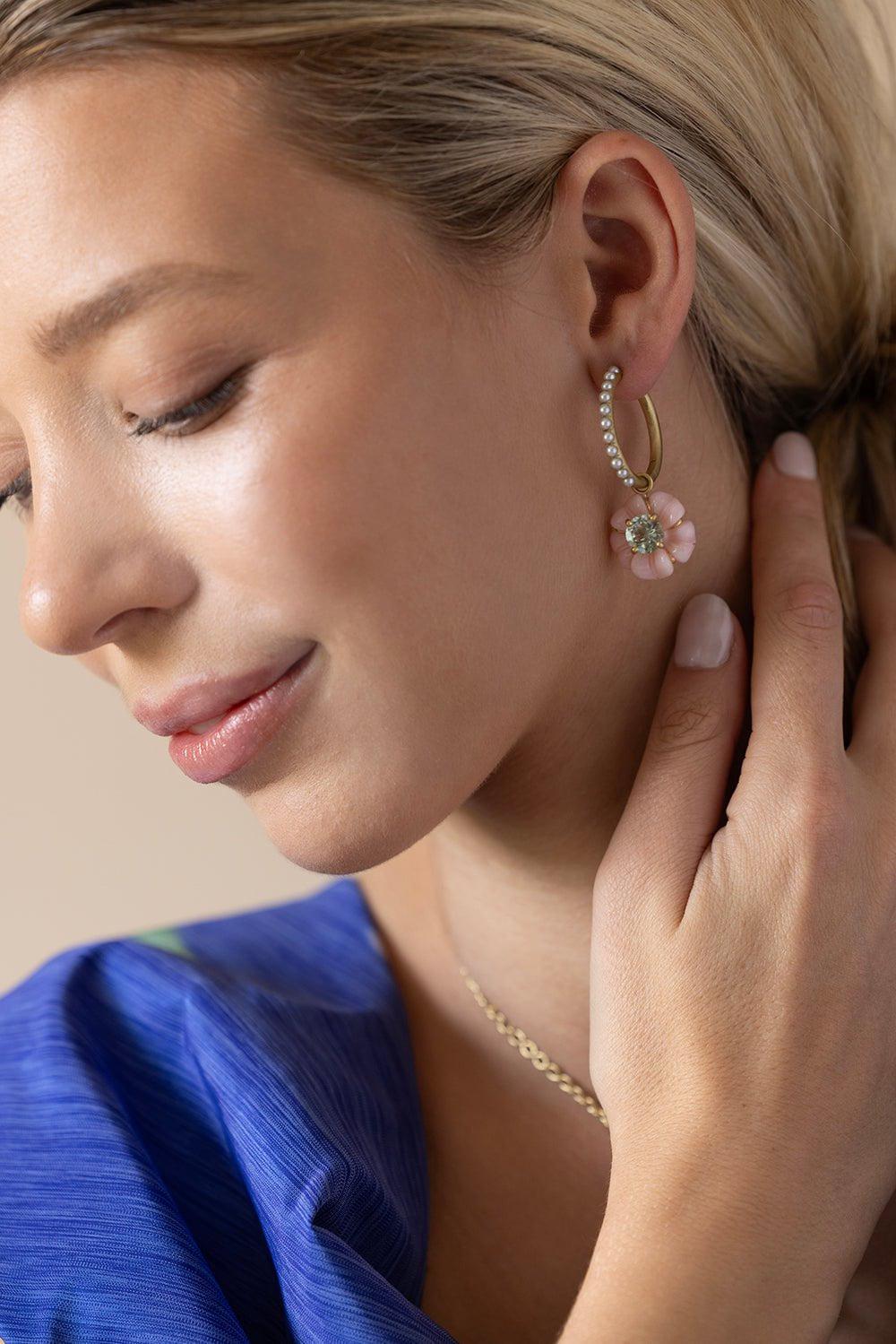 IRENE NEUWIRTH JEWELRY-Tropical Aquamarine Opal Earrings-YELLOW GOLD