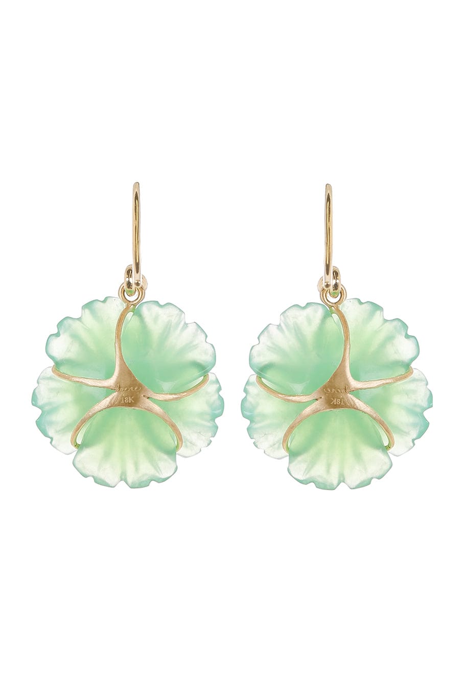 IRENE NEUWIRTH JEWELRY-Tropical Flower Chrysoprase Earrings-YELLOW GOLD
