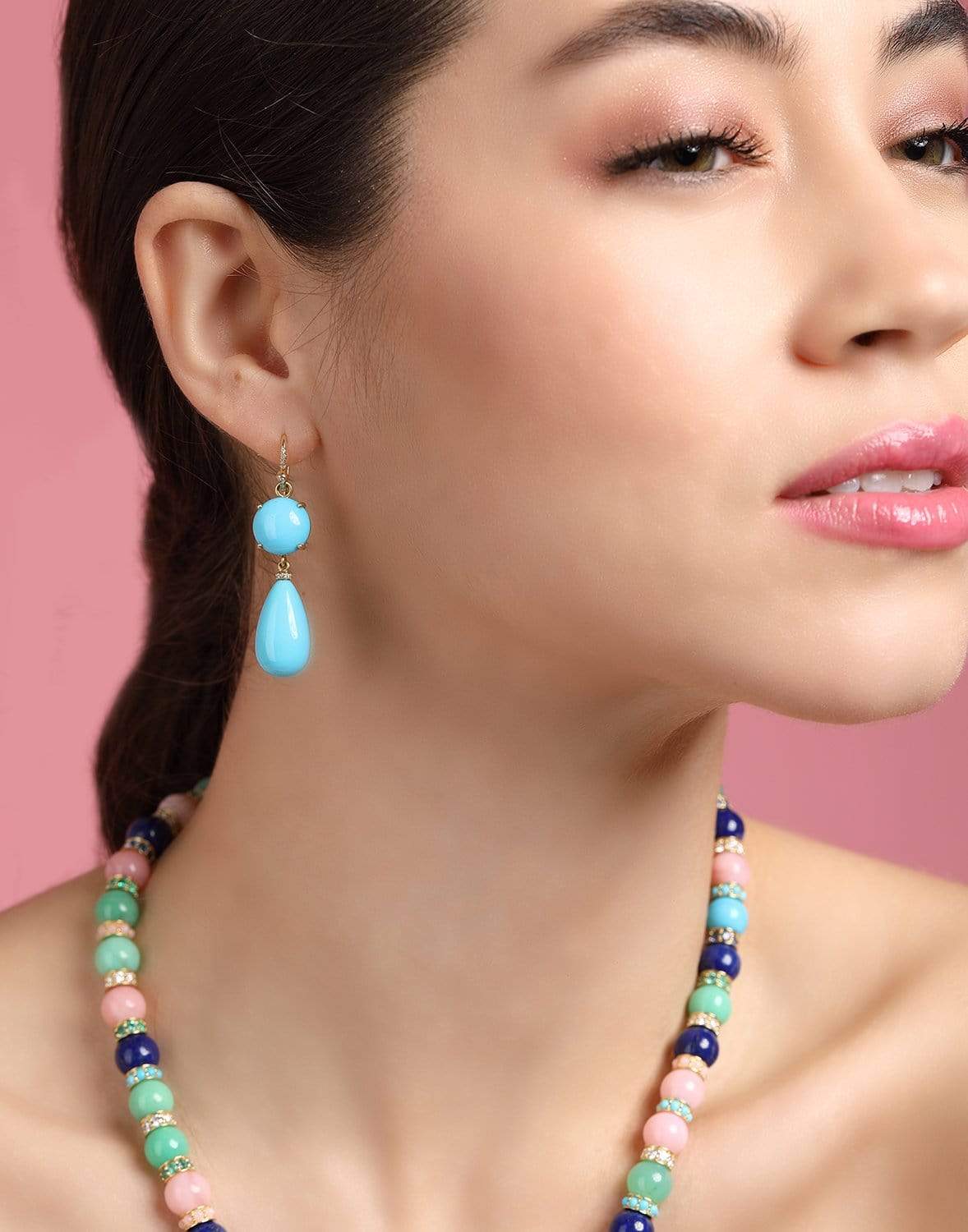 IRENE NEUWIRTH JEWELRY-Turquoise Drop Earrings-YELLOW GOLD