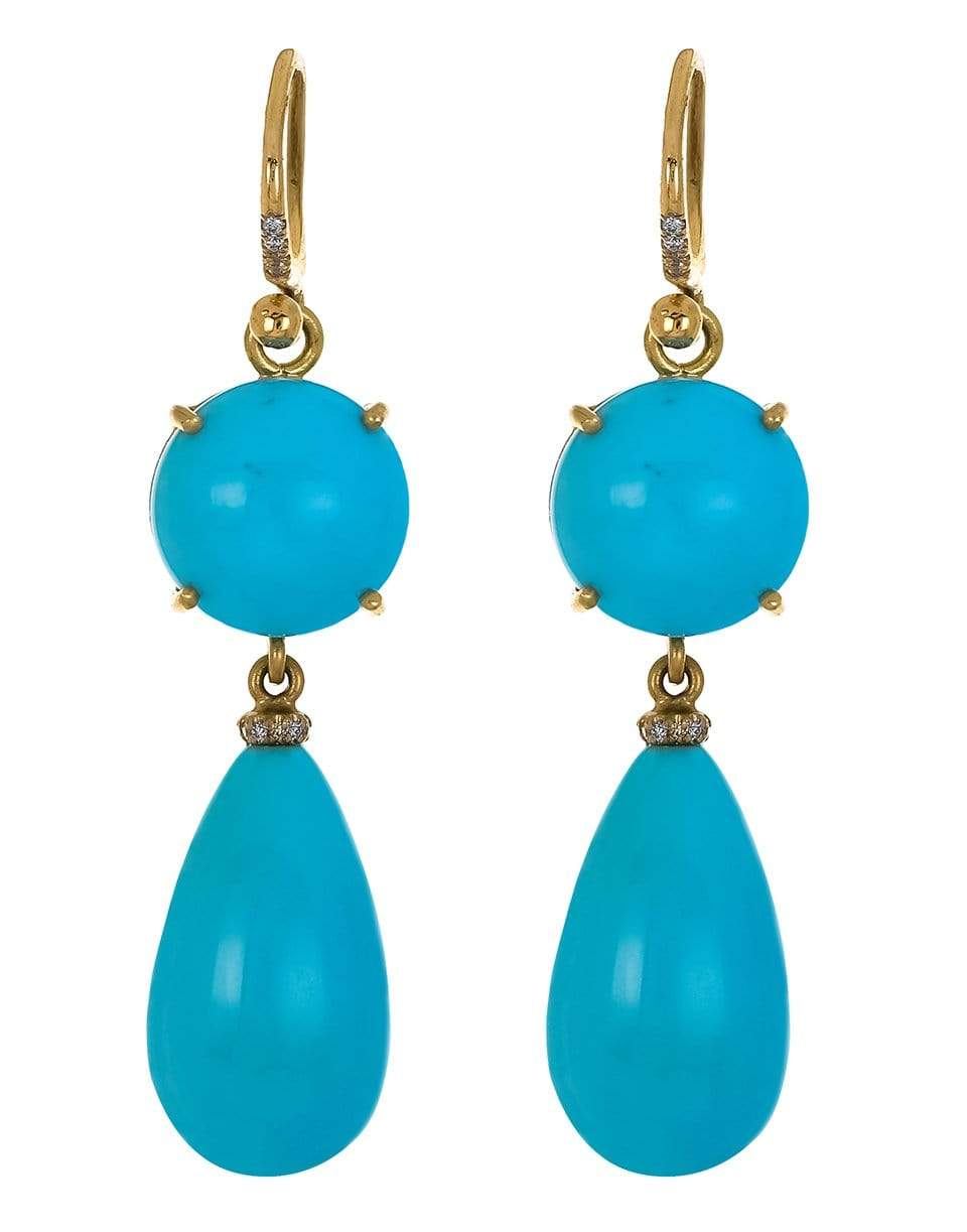 IRENE NEUWIRTH JEWELRY-Turquoise Drop Earrings-YELLOW GOLD