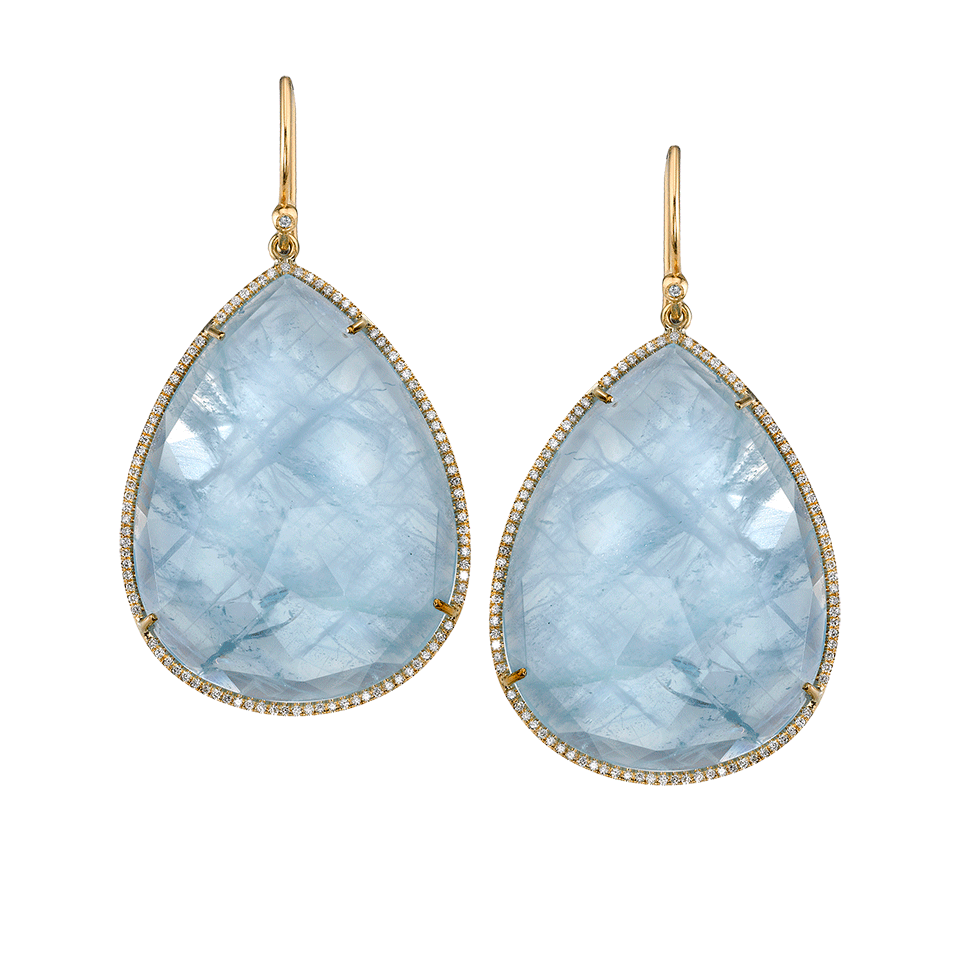 IRENE NEUWIRTH JEWELRY-Yellow Gold, Aquamarine and Diamond Pave Earrings-YELLOW GOLD