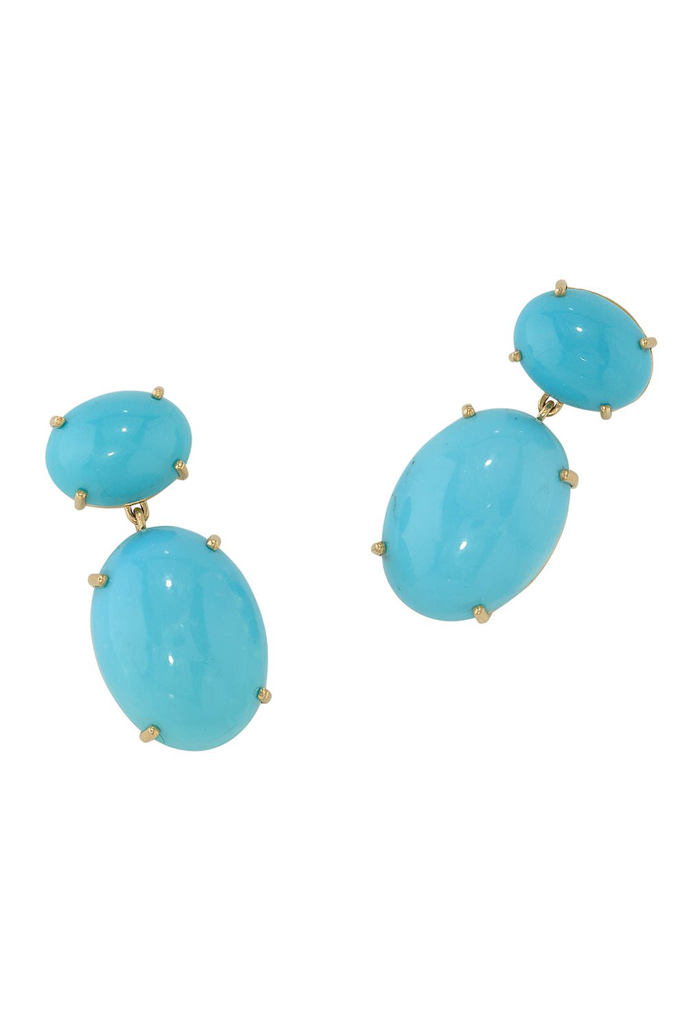IRENE NEUWIRTH JEWELRY-Classic Kingman Turquoise Drop Earrings-YELLOW GOLD