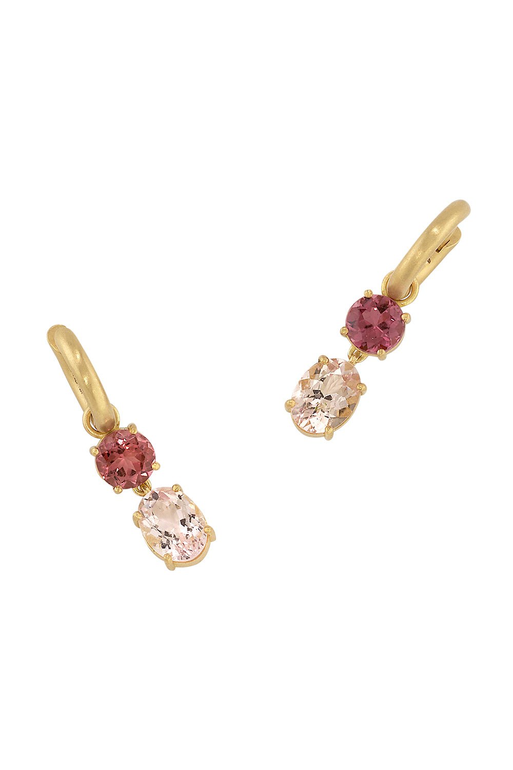 IRENE NEUWIRTH JEWELRY-Gemmy Gem Pink Tourmaline Huggie Earrings-YELLOW GOLD