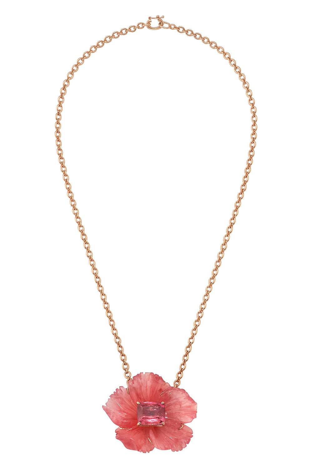 IRENE NEUWIRTH JEWELRY-Botanical Rhodochrosite Tropical Flower Necklace-ROSE GOLD