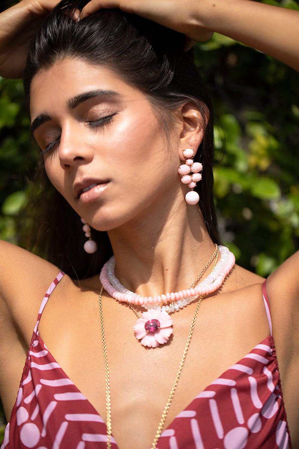 IRENE NEUWIRTH JEWELRY-Carved Pink Opal Flower Necklace-ROSE GOLD