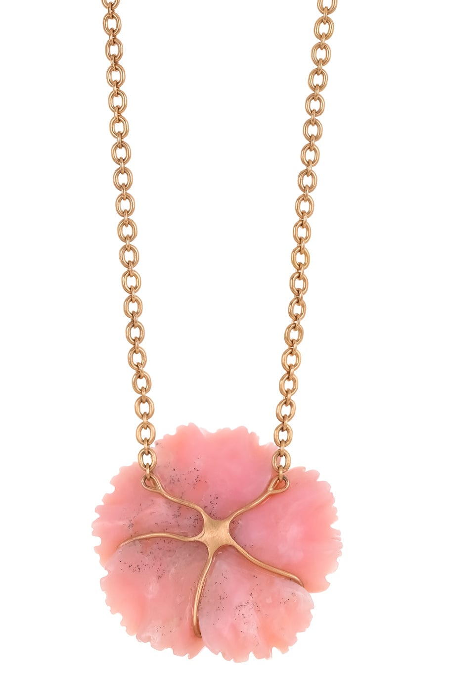 IRENE NEUWIRTH JEWELRY-Carved Pink Opal Flower Necklace-ROSE GOLD