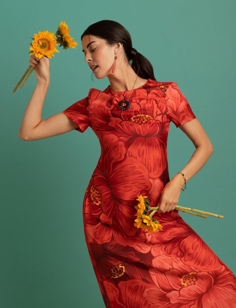 IRENE NEUWIRTH JEWELRY-Carved Pink Tourmaline Tropical Flower Necklace-ROSE GOLD