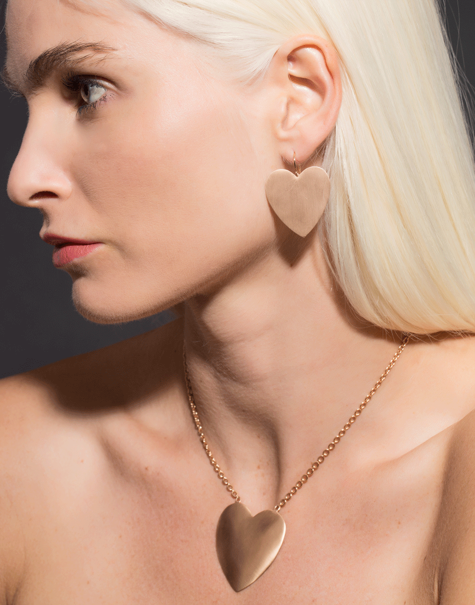 IRENE NEUWIRTH JEWELRY-Extra Large Heart Flat Gold Necklace-ROSE GOLD