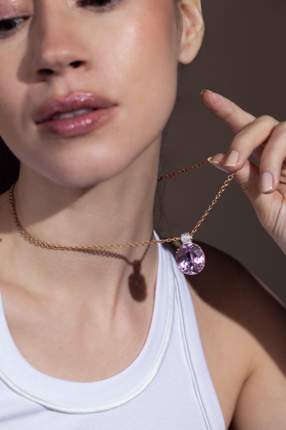 IRENE NEUWIRTH JEWELRY-Gemmy Gem Kunzite Diamond Necklace-ROSE GOLD