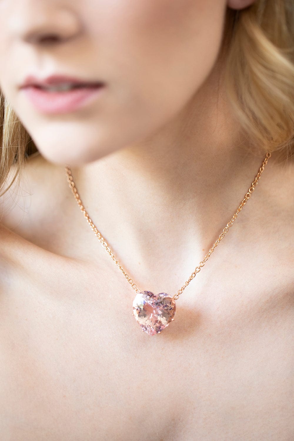 IRENE NEUWIRTH JEWELRY-Morganite Heart Necklace-ROSE GOLD