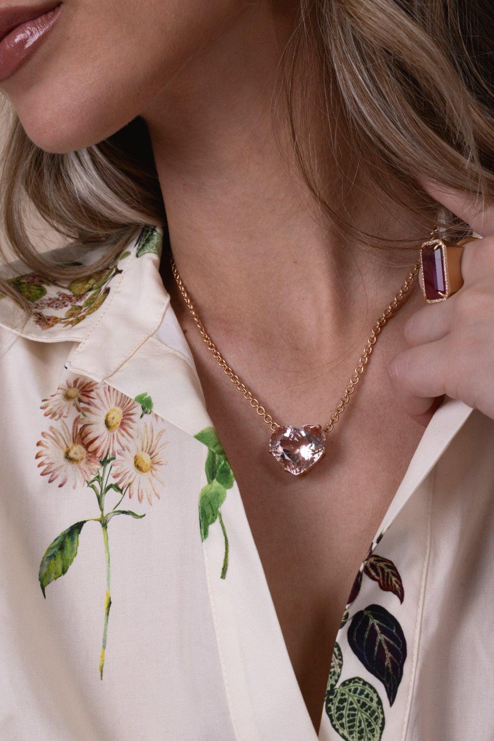IRENE NEUWIRTH JEWELRY-Morganite Love Necklace-ROSE GOLD