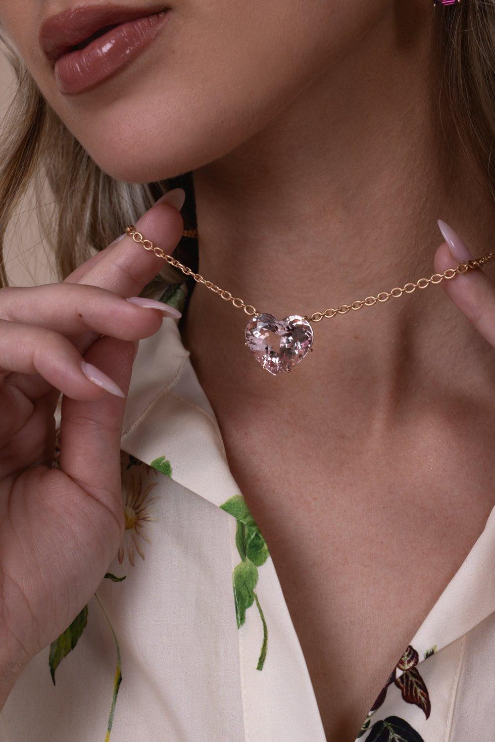 IRENE NEUWIRTH JEWELRY-Morganite Love Necklace-ROSE GOLD