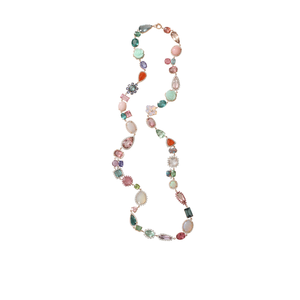 IRENE NEUWIRTH JEWELRY-Multi-Colored Stones Charm Necklace-ROSE GOLD