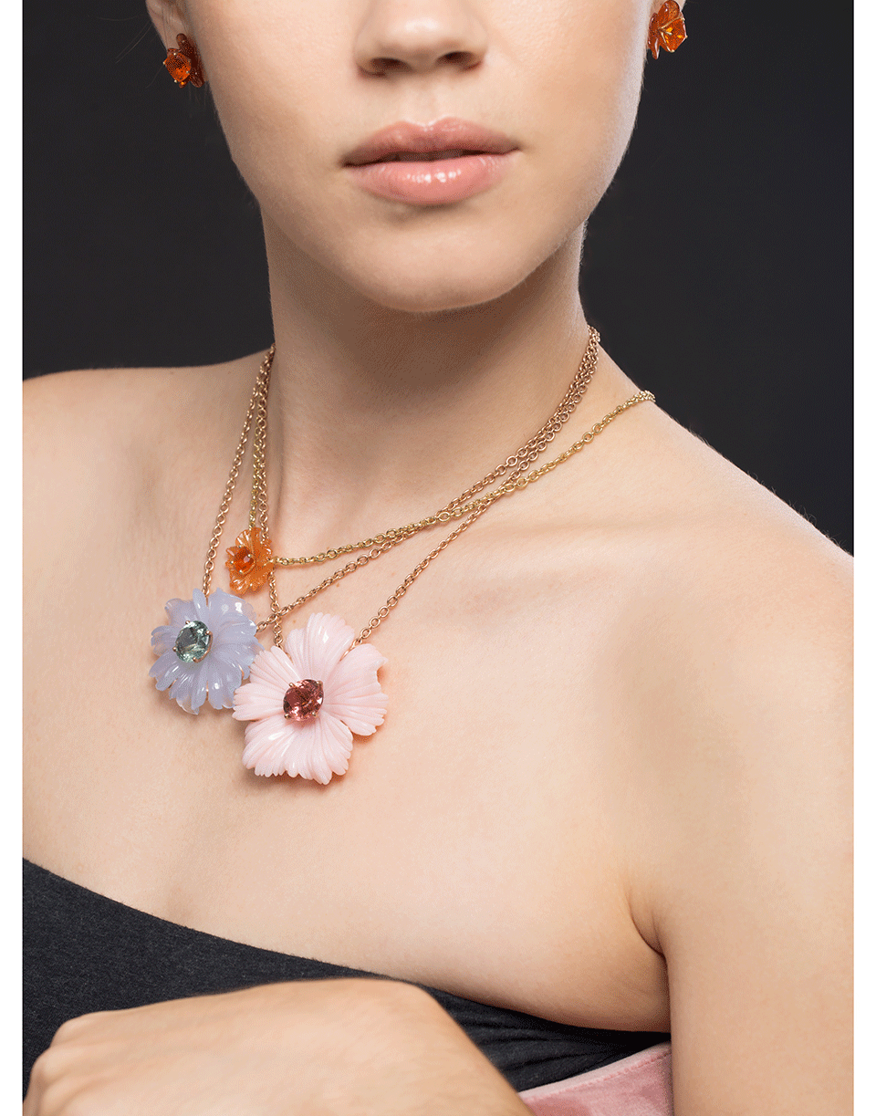 IRENE NEUWIRTH JEWELRY-Opal and Tourmaline Flower Necklace-ROSE GOLD