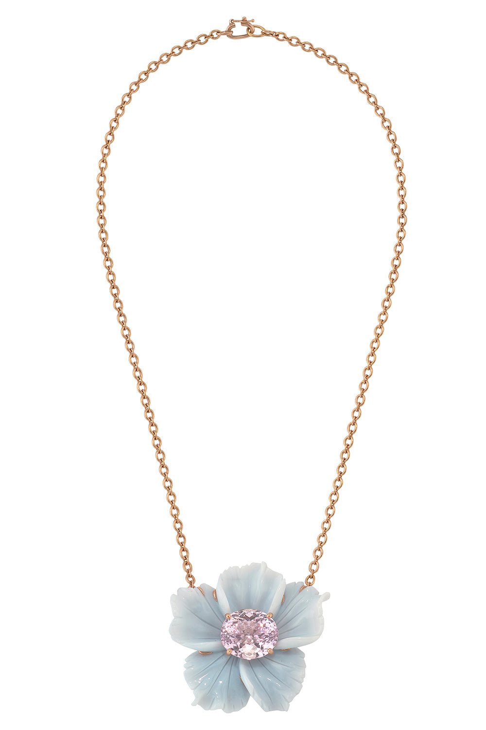 IRENE NEUWIRTH JEWELRY-Opal Kunzite Tropical Flower Necklace-ROSE GOLD