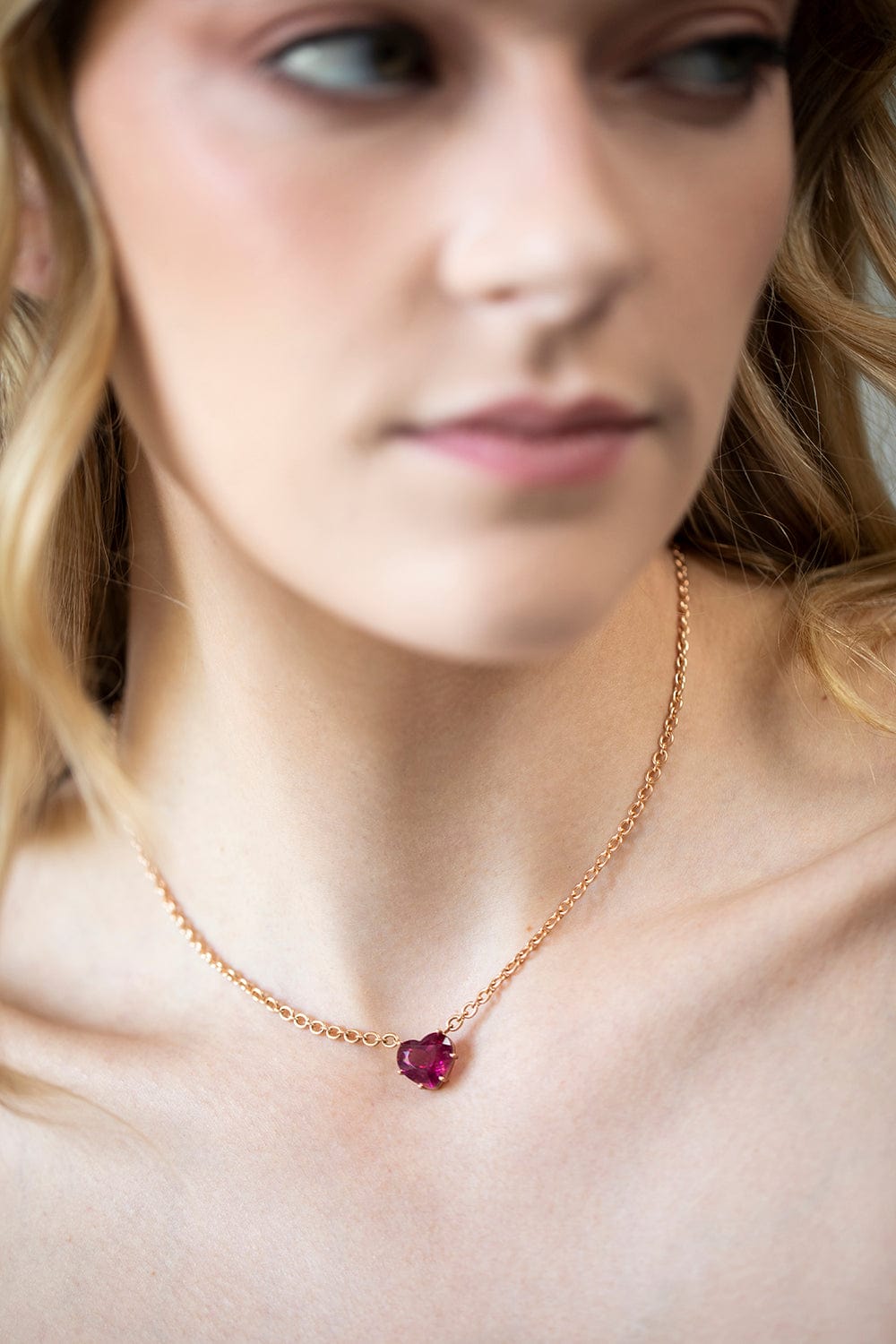 IRENE NEUWIRTH JEWELRY-Pink Tourmaline Heart Necklace-ROSE GOLD