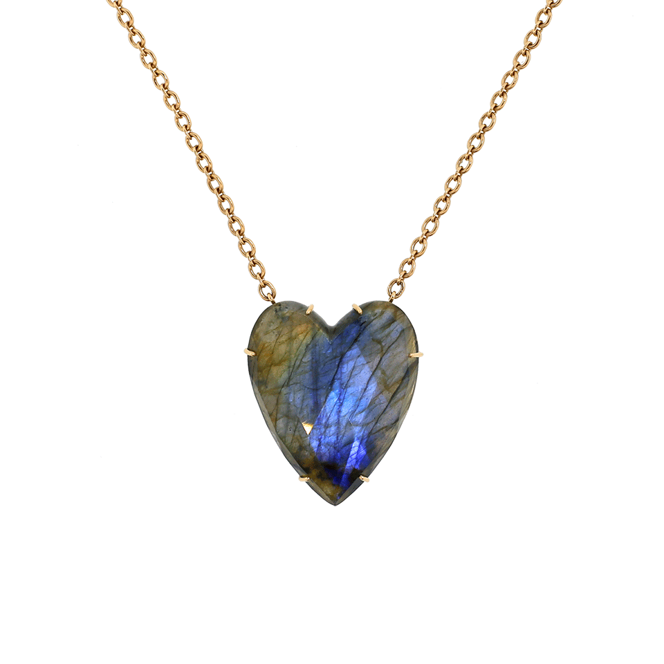 IRENE NEUWIRTH JEWELRY-Rose Cut Labradorite Heart Necklace-ROSE GOLD