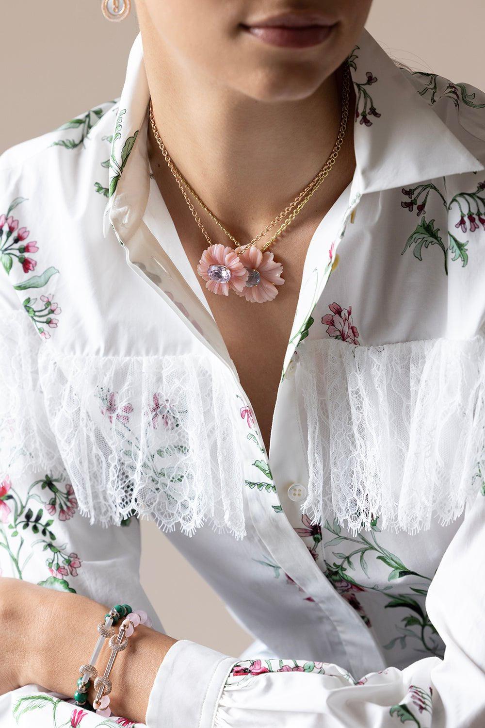 IRENE NEUWIRTH JEWELRY-Tropical Kunzite Flower Necklace-ROSE GOLD