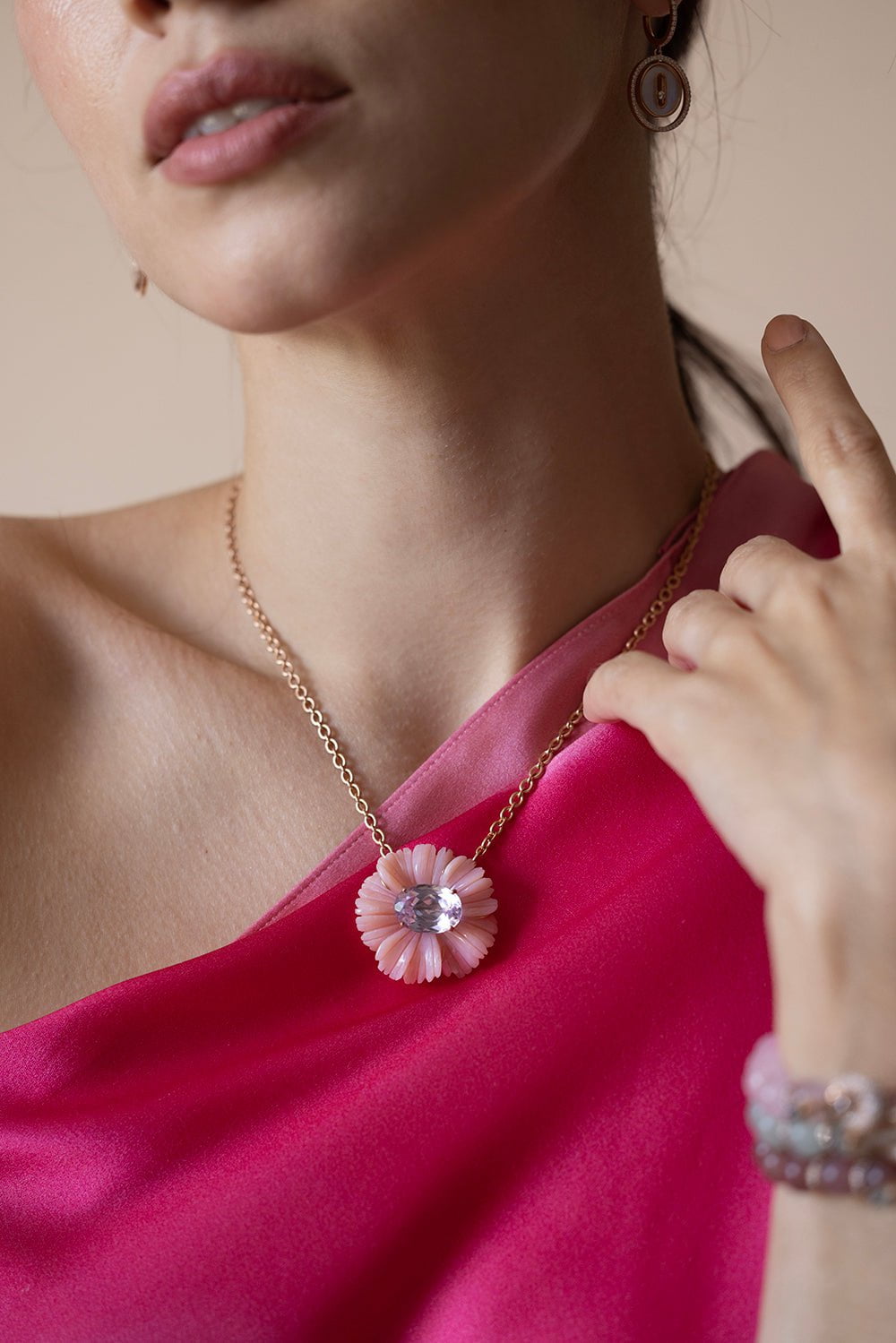 IRENE NEUWIRTH JEWELRY-Tropical Kunzite Flower Necklace-ROSE GOLD